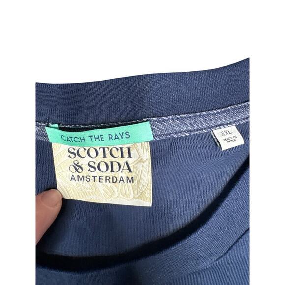 Scotch and Soda Men's Cotton Graphic T Shirt Size XXL Navy Blue - Picture 7 of 7